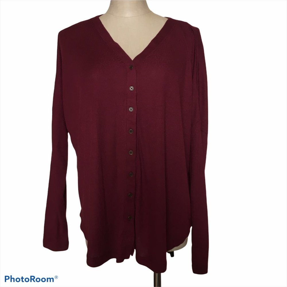 A.N.A 🛍️ Women's Button Down Burgundy NWOT Sz PS